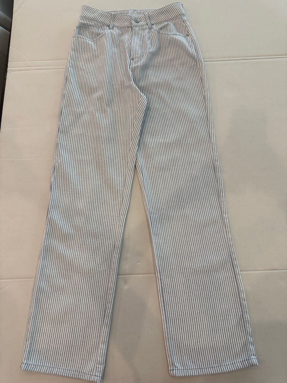 Zara Womens Blue & White Pinstripe Chinos